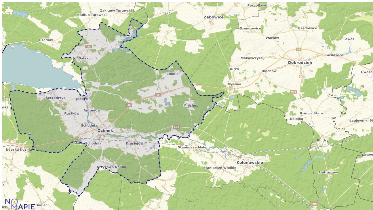 Mapa obszarów ochrony przyrody Ozimka